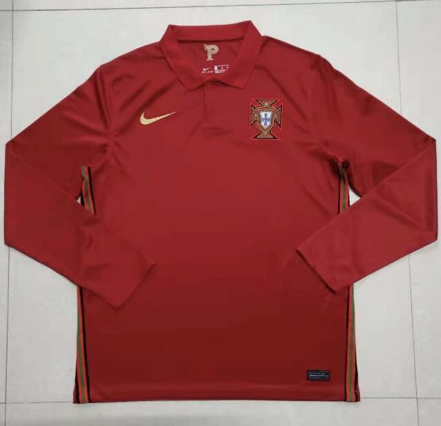 2020 EURO Portugal Long Sleeve Home Kit Soccer Jersey